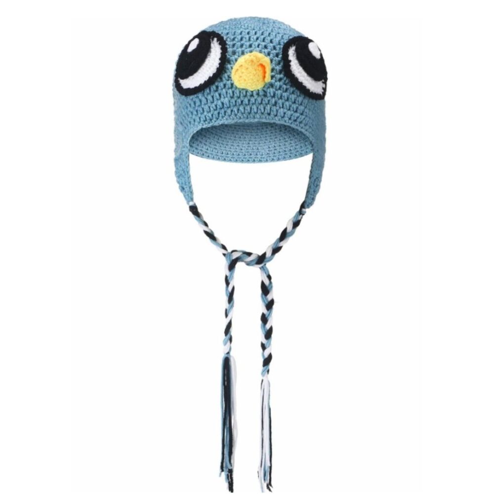 Crochet Pigeon Handmade Knitted Bird Hat with Realistic 3D Head Eyes Beanie Cap